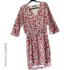 LAUREN RALPH LAUREN | NWOT FLORAL DRESS RUFFLE SLEEVES LINED GATHERED WAIST | 10